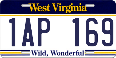 WV license plate 1AP169