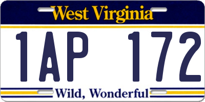 WV license plate 1AP172