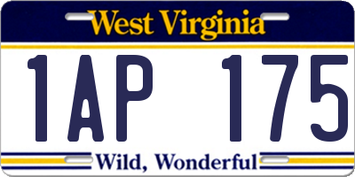 WV license plate 1AP175