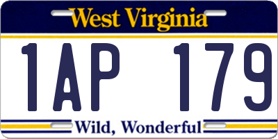 WV license plate 1AP179