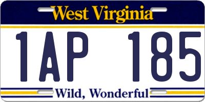 WV license plate 1AP185