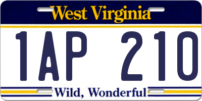 WV license plate 1AP210