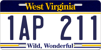 WV license plate 1AP211