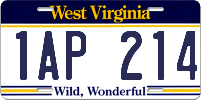 WV license plate 1AP214