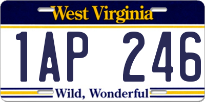 WV license plate 1AP246