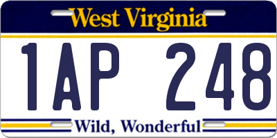 WV license plate 1AP248