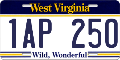 WV license plate 1AP250