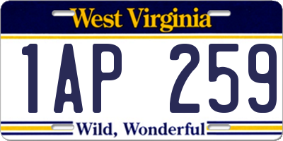 WV license plate 1AP259