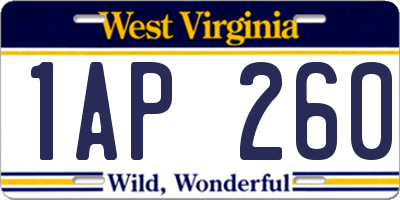 WV license plate 1AP260