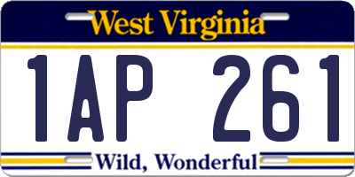 WV license plate 1AP261
