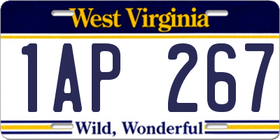 WV license plate 1AP267