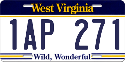 WV license plate 1AP271