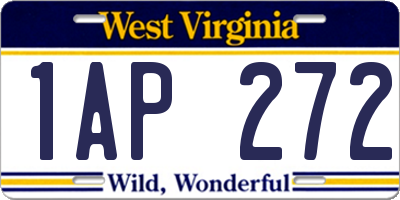 WV license plate 1AP272