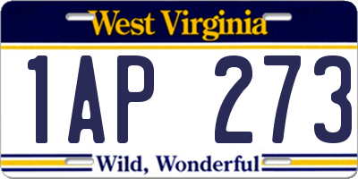 WV license plate 1AP273