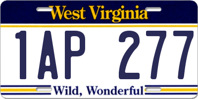 WV license plate 1AP277