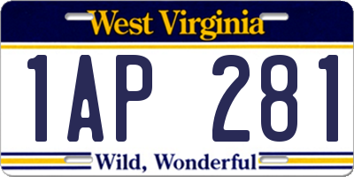 WV license plate 1AP281