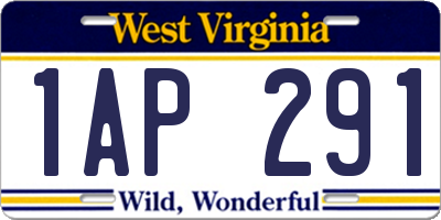 WV license plate 1AP291