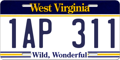 WV license plate 1AP311