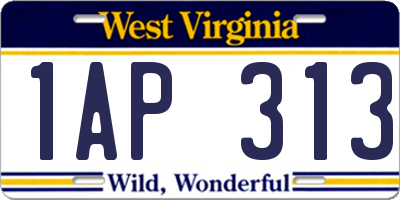 WV license plate 1AP313