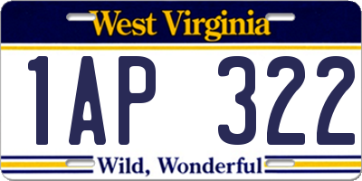 WV license plate 1AP322