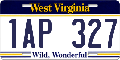 WV license plate 1AP327
