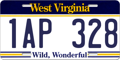 WV license plate 1AP328