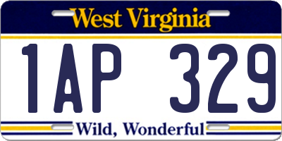 WV license plate 1AP329