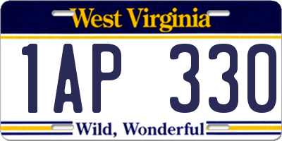 WV license plate 1AP330