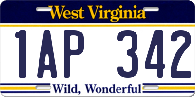 WV license plate 1AP342