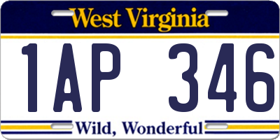 WV license plate 1AP346