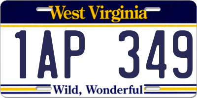 WV license plate 1AP349