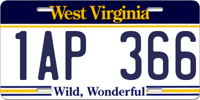 WV license plate 1AP366