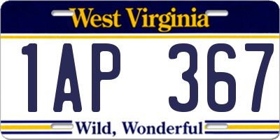 WV license plate 1AP367