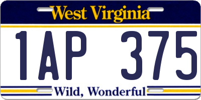 WV license plate 1AP375