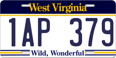 WV license plate 1AP379