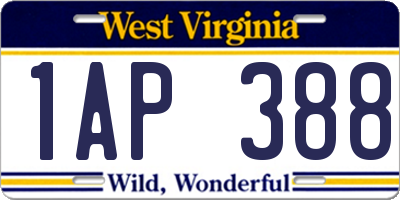 WV license plate 1AP388