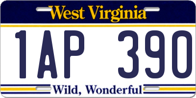 WV license plate 1AP390