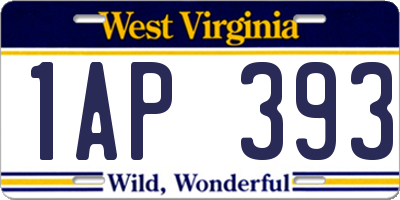 WV license plate 1AP393