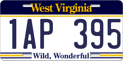 WV license plate 1AP395