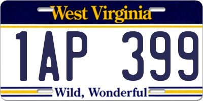 WV license plate 1AP399