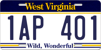WV license plate 1AP401