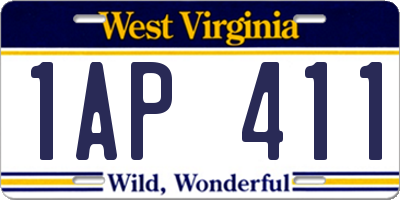 WV license plate 1AP411