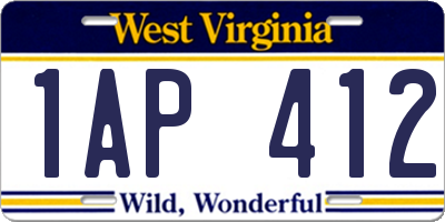 WV license plate 1AP412