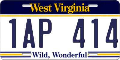 WV license plate 1AP414