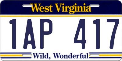 WV license plate 1AP417