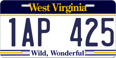 WV license plate 1AP425