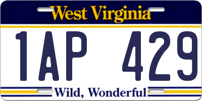 WV license plate 1AP429