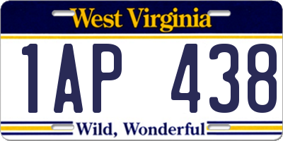 WV license plate 1AP438