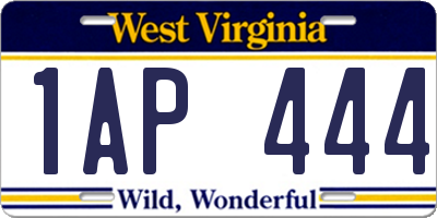 WV license plate 1AP444