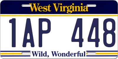 WV license plate 1AP448